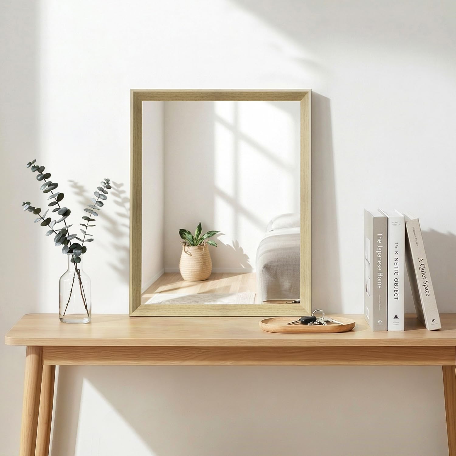 Ultrue oak wood effect mirror 16x20 full view for versatile home placement