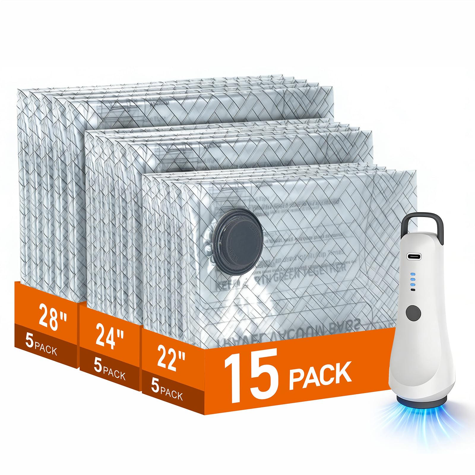 Ulycon wireless pump vacuum bag in use for space-saving packing