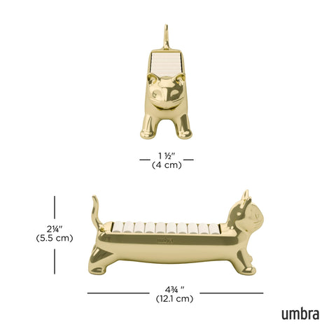 Umbra Ali Cat ring holder close-up shows velvet padding protecting rings.