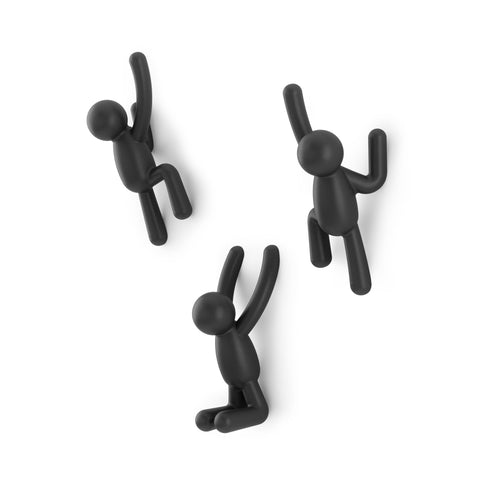 Umbra Buddy Wall Hooks 3-pack in black for stylish entryway organization