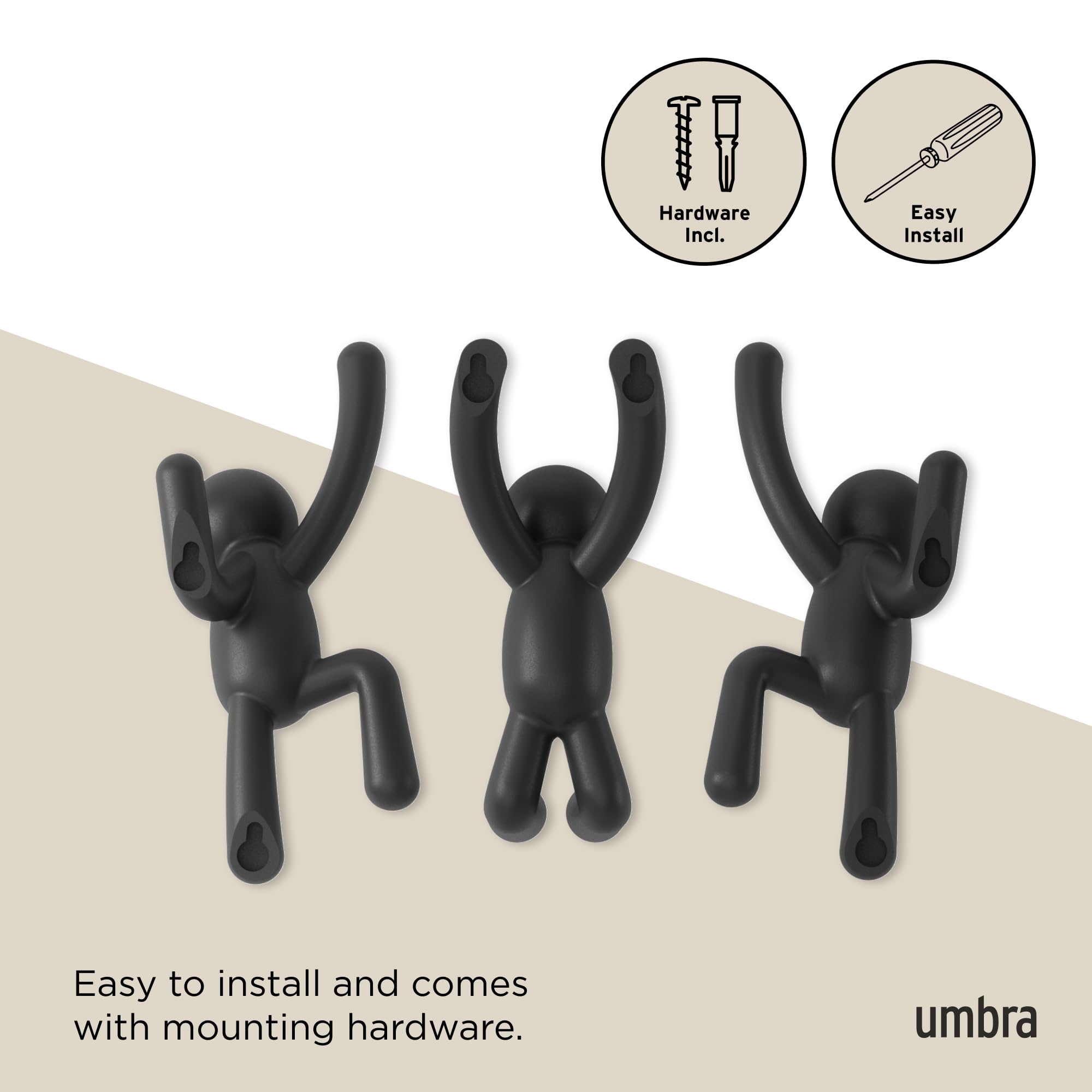 Umbra Buddy Wall Hooks durable molded plastic, ready to organize bags and towels