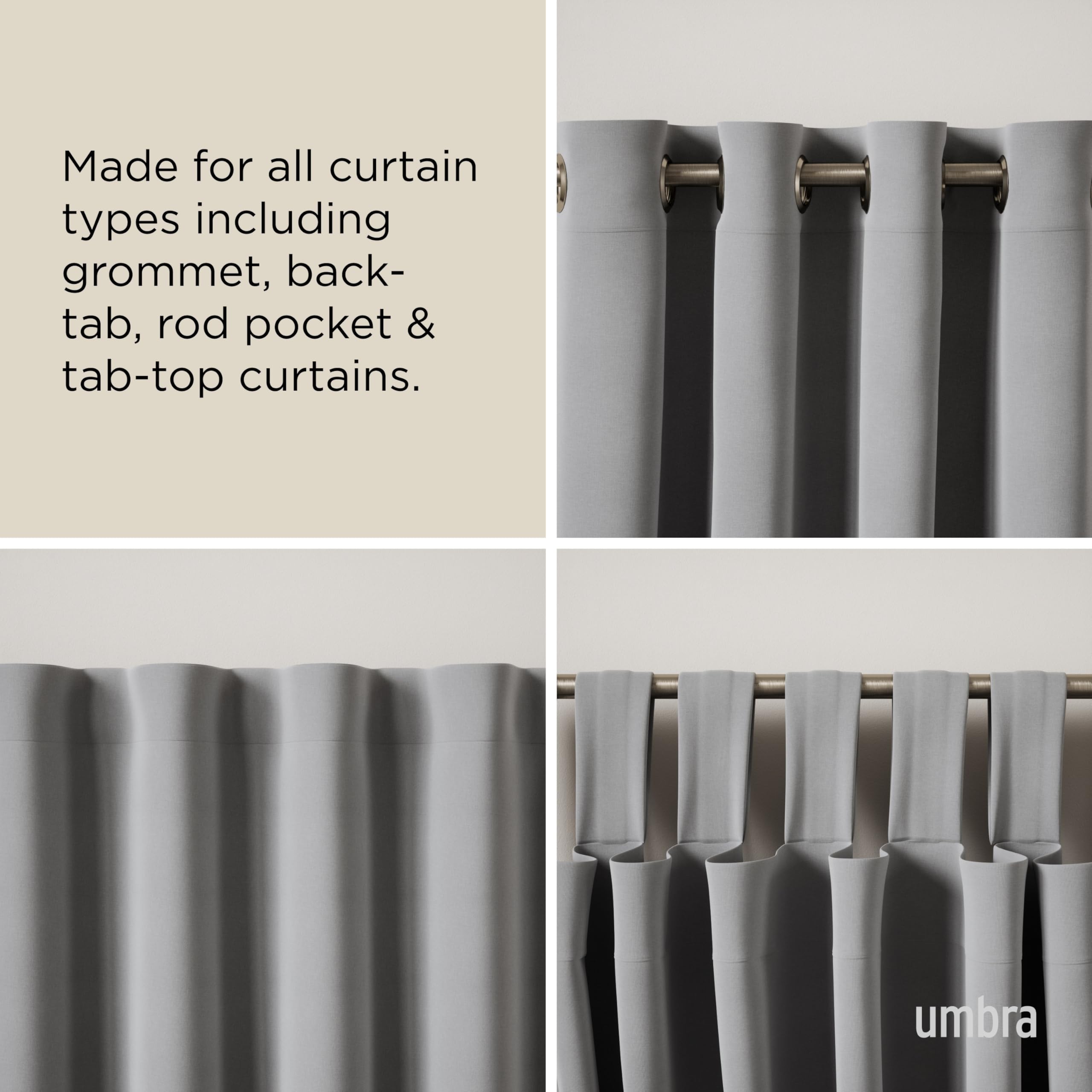 Center support bracket ensures sturdy balance for heavier drapes with Cappa rod.