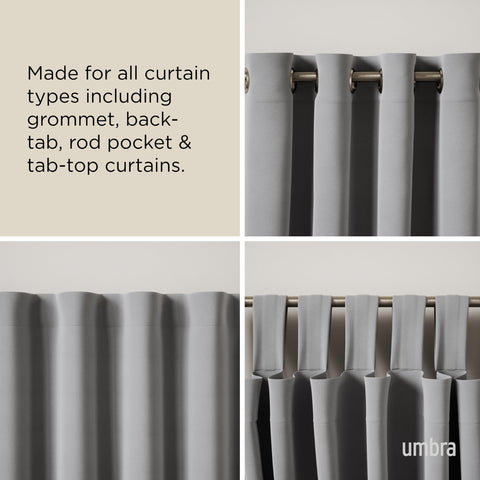 Center support bracket ensures sturdy balance for heavier drapes with Cappa rod.