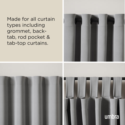 Umbra Cappa adjustable length enables a precise fit for various window sizes.