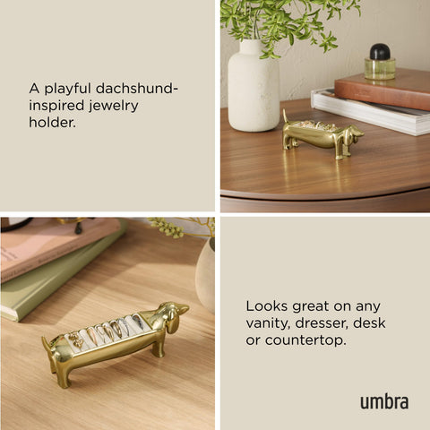 Umbra Dachsie Ring Holder compact bedside display, holds up to 10 rings