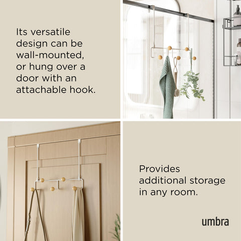 Umbra Estique holds jackets and bags for quick grab-and-go access.