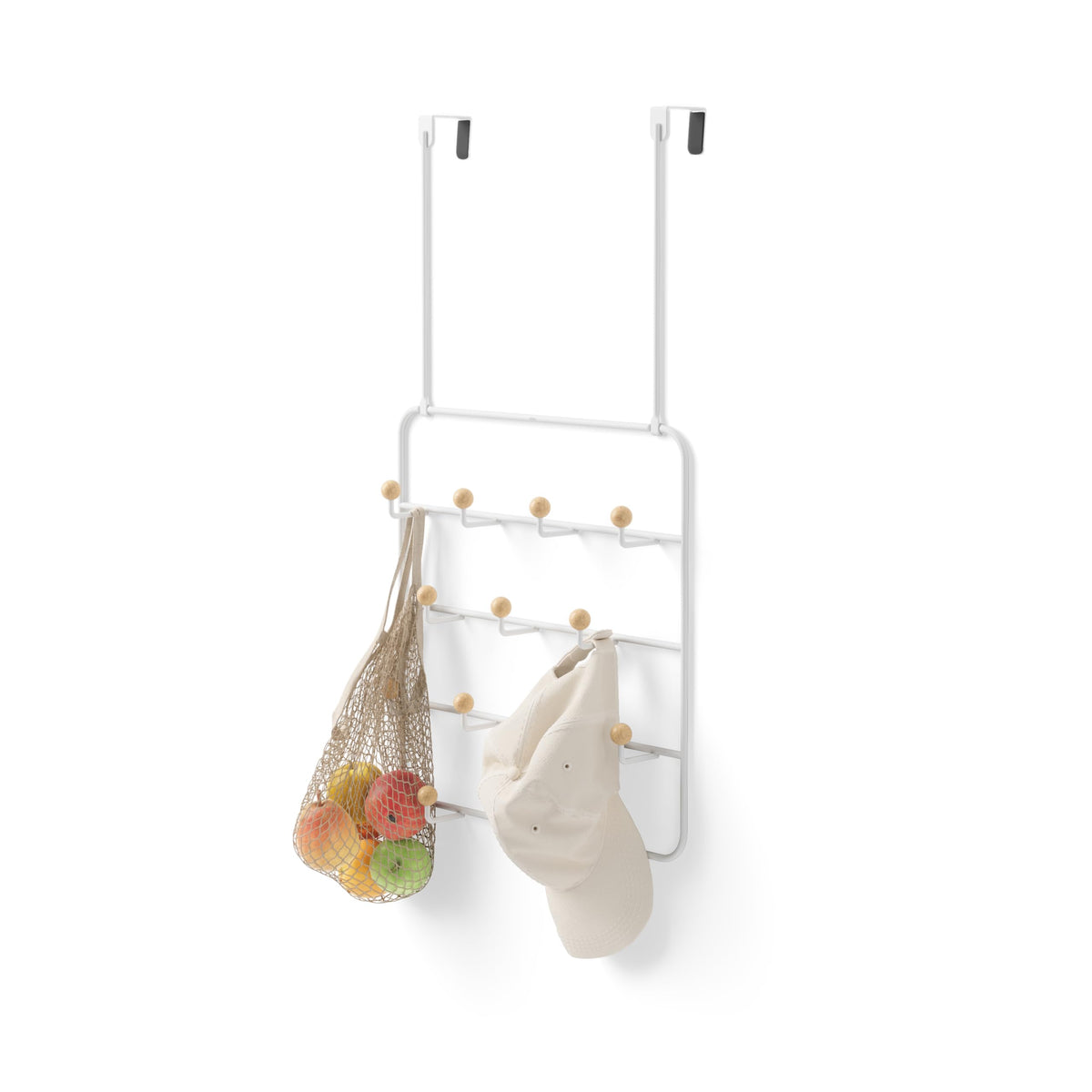 Umbra Estique over-the-door coat rack with 14 hooks for coats and bags