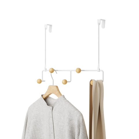 Umbra Estique over-the-door hook with five hooks for coats and accessories.