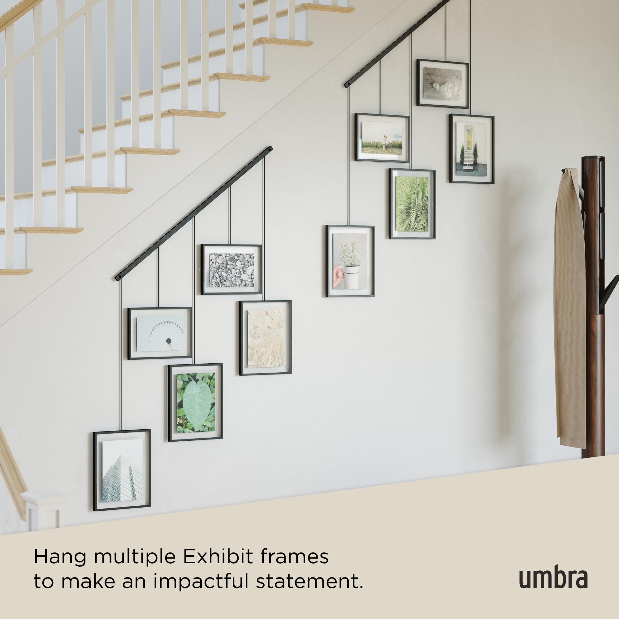 Umbra Exhibit black-finish frames suit modern interiors and stairways
