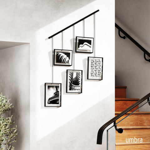 Umbra Exhibit frames 4x6 and 5x7 enable flexible gallery layouts on walls