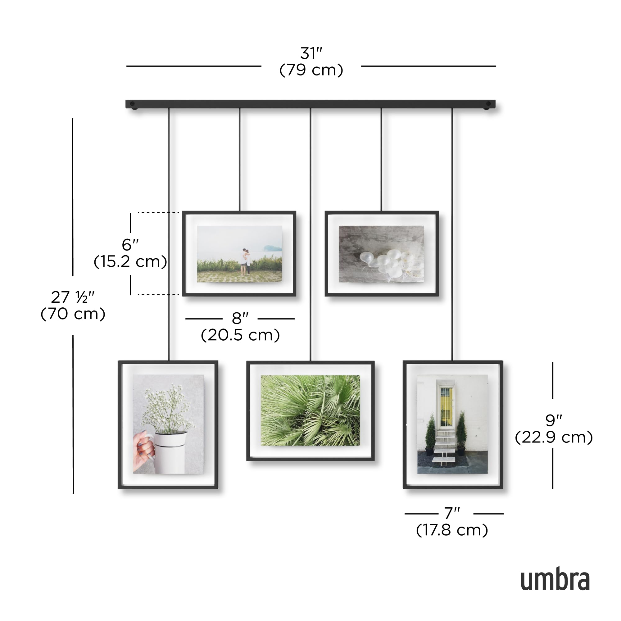 Umbra Exhibit multi-configuration allows portraits or landscapes with adjustable rods