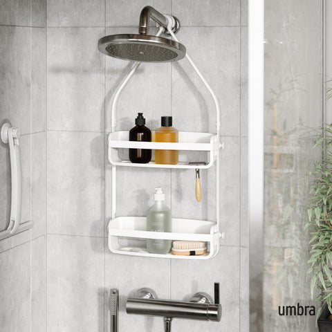 Umbra Flex bottle collars hold bottles upside down to dispense every drop.