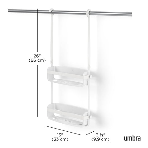Umbra Flex over-shower-head mount offers easy no-drill installation.