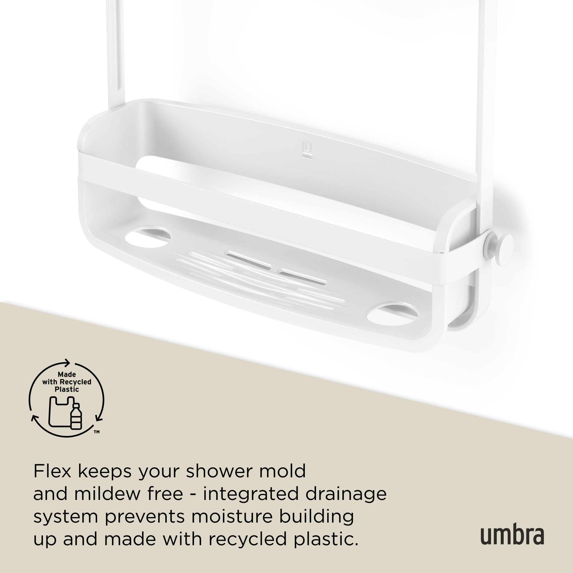 Umbra Flex recycled plastic material provides durable, eco-friendly storage.