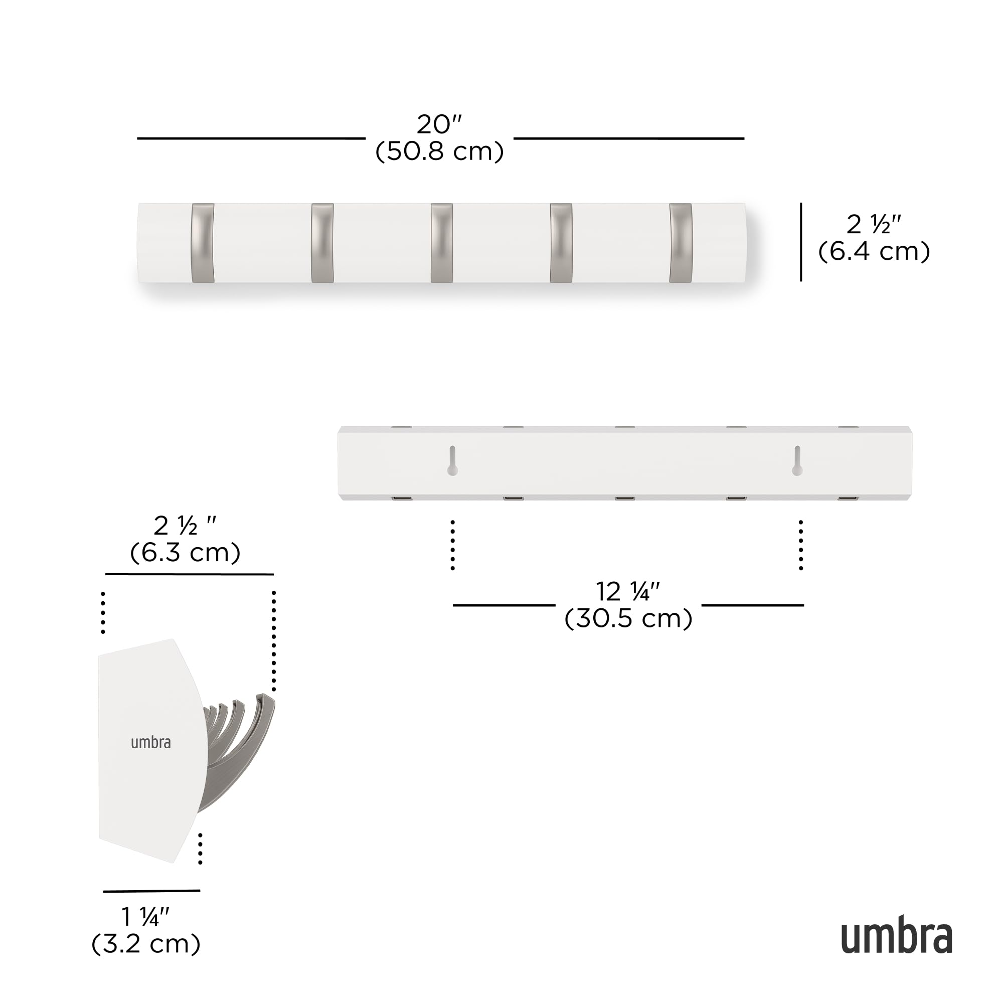 Umbra Flip wall-mount hardware pack demonstrates easy, tool-free installation in minutes.