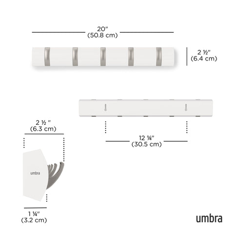 Umbra Flip wall-mount hardware pack demonstrates easy, tool-free installation in minutes.