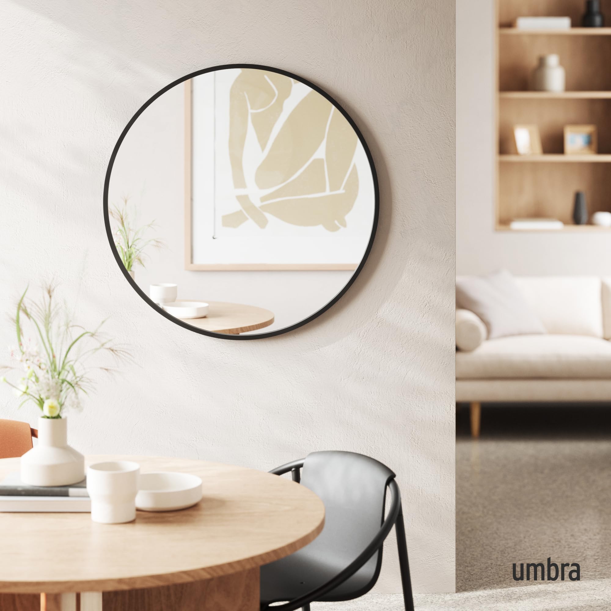 Umbra Hub rubber-frame close-up in black highlights durable modern detailing