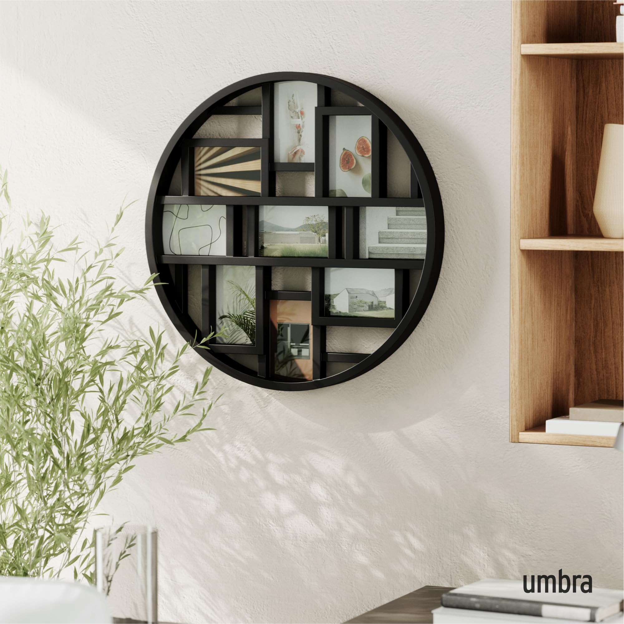 Umbra Luna gallery-style frame creates a cohesive, modern wall art arrangement.