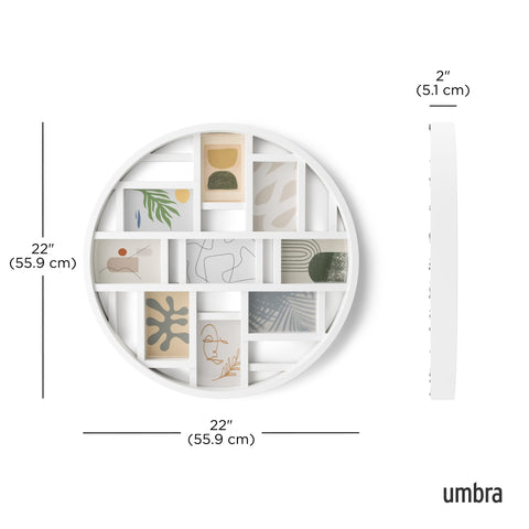 Umbra Luna back shows pre-mounted sawtooth hangers for easy hanging.