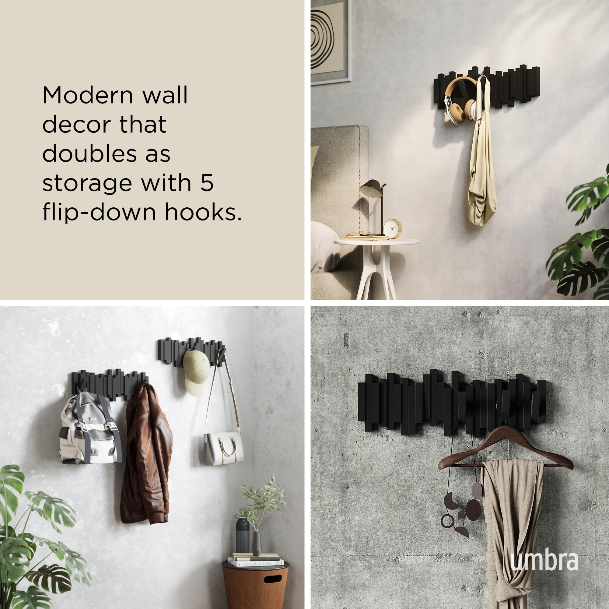 Umbra Sticks black finish detail highlights modern, sculptural design.