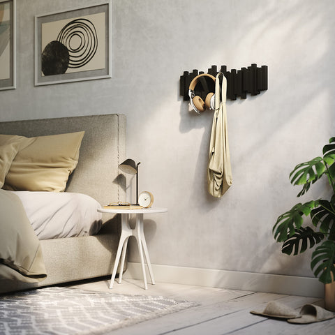 Umbra Sticks multi-hook design serves as a stylish storage feature.
