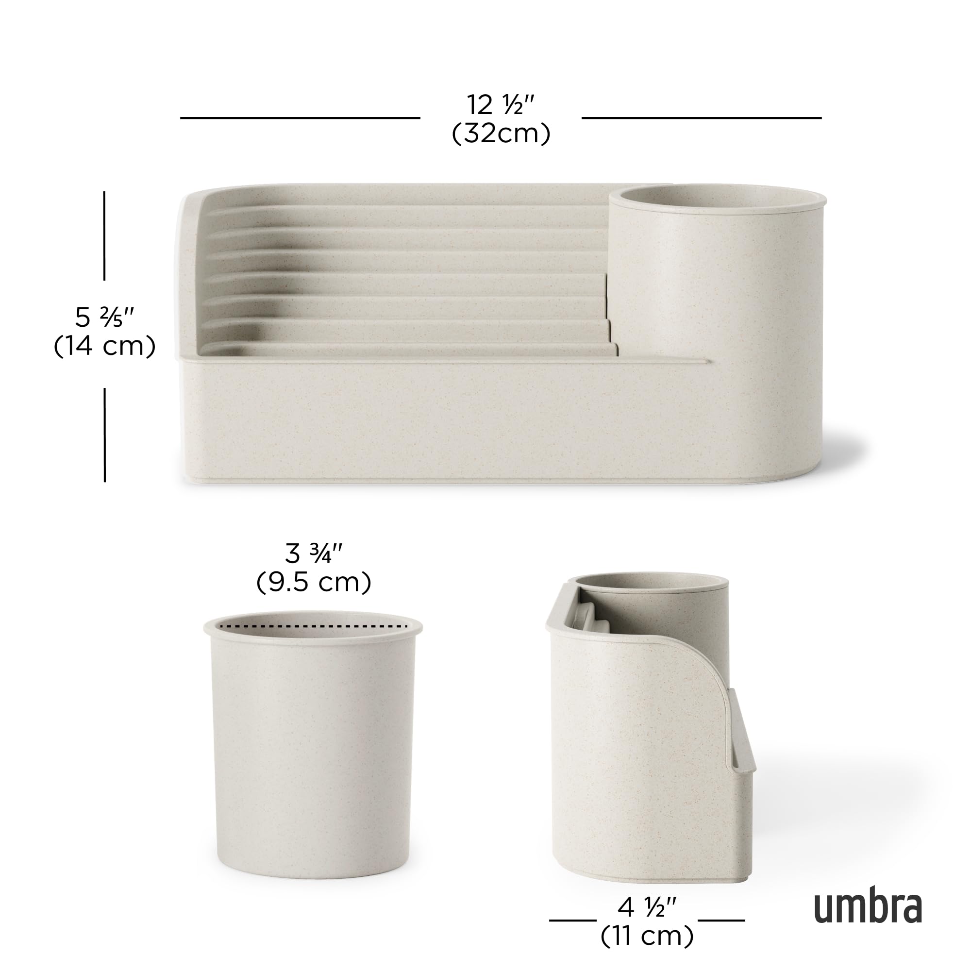 Umbra Stream fountain with integrated storage holds small decor items.