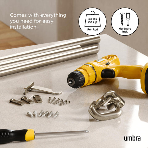 Umbra Twilight curtain rod offers adjustable lengths for a custom window fit.