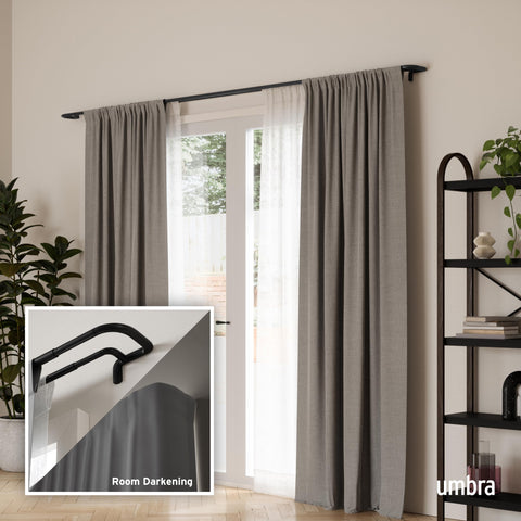 Umbra Twilight curved ends tuck panels behind brackets for clean installation.