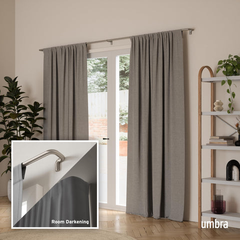 Umbra Twilight center-support bracket provides sturdy support for heavier drapes up to 22 lb.