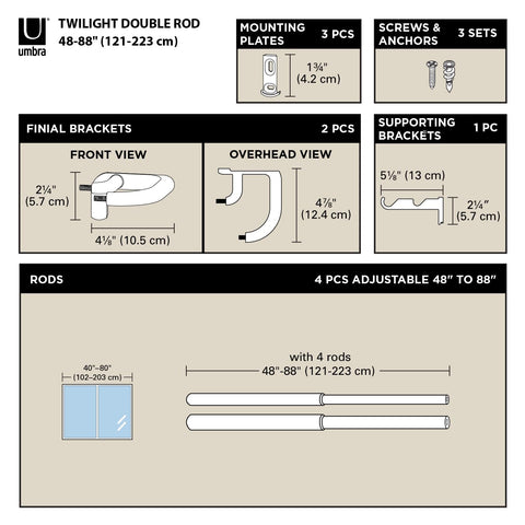 Umbra Twilight double curtain rod supports two panels for layered privacy