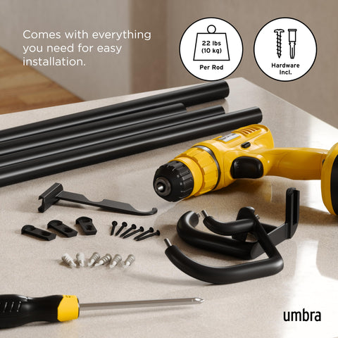 Umbra Twilight ideal for layering blackout panels with sheer curtains.