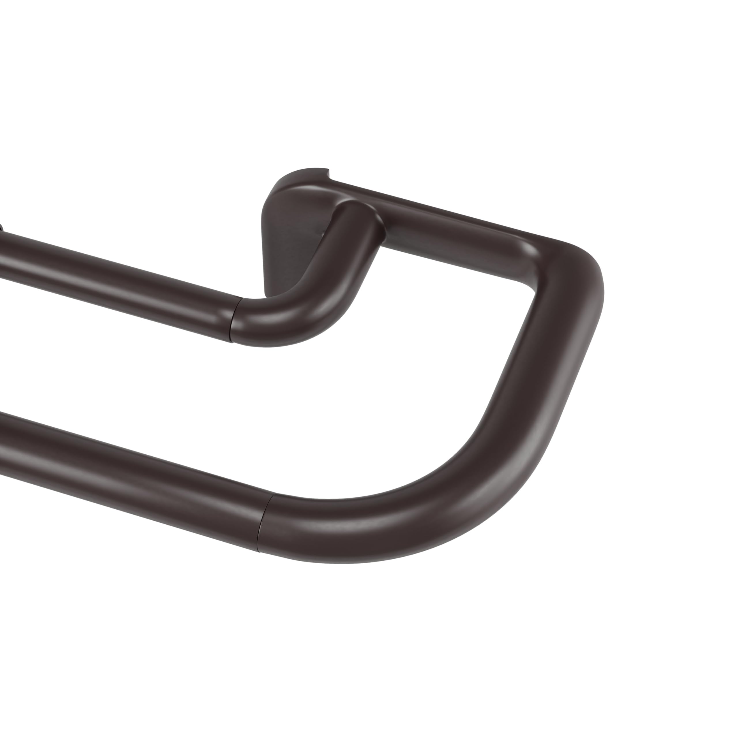 Umbra Twilight wrap-around end brackets block light for a clean wall-to-curtain transition