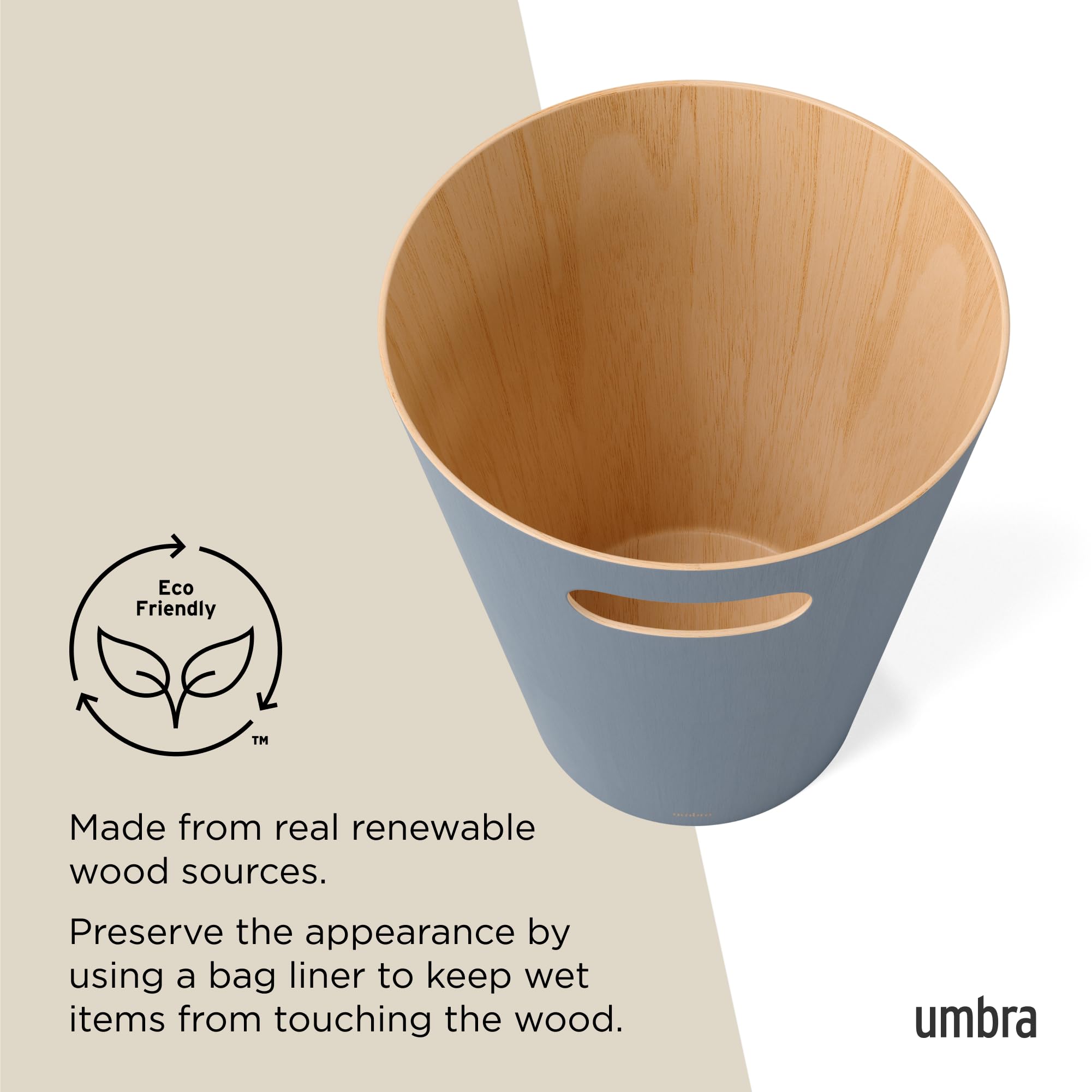 Umbra Woodrow natural wood interior highlights warm, durable construction