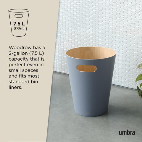 Umbra Woodrow slate blue exterior complements modern décor in kitchens or bathrooms