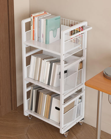 UMDONX heavy-duty double-sided book cart front view showing ample storage
