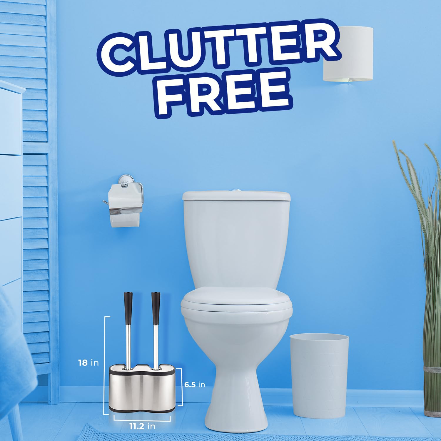 UMIEN freestanding canister stores brush and plunger neatly with a drip tray