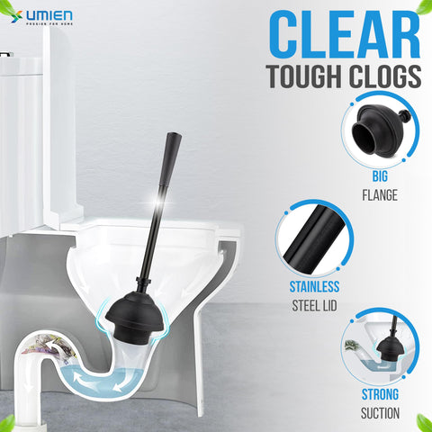UMIEN long-handle brush cleans under rims without bending or splashing