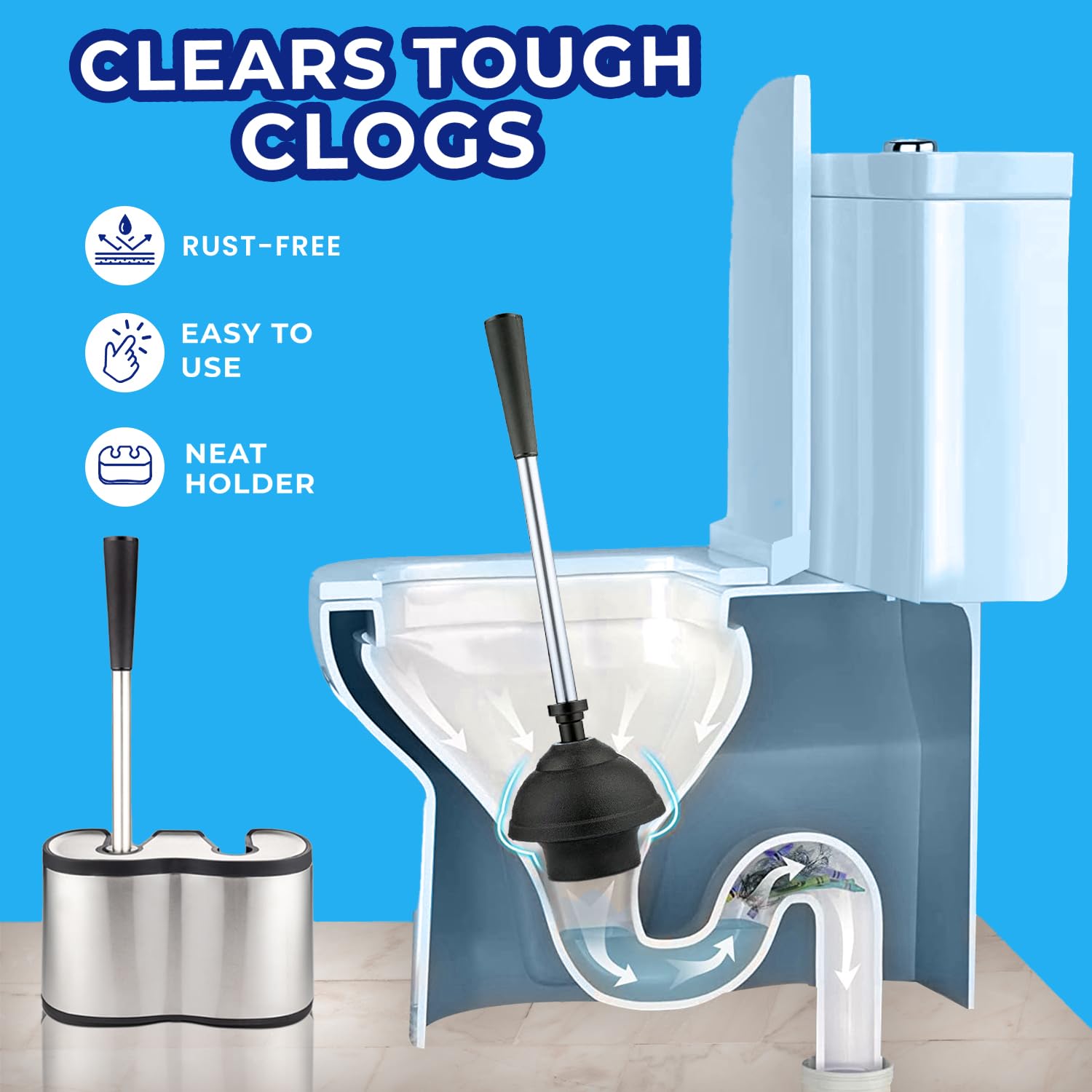 UMIEN upgraded plunger cup with flange fits all bowls for efficient unclogging