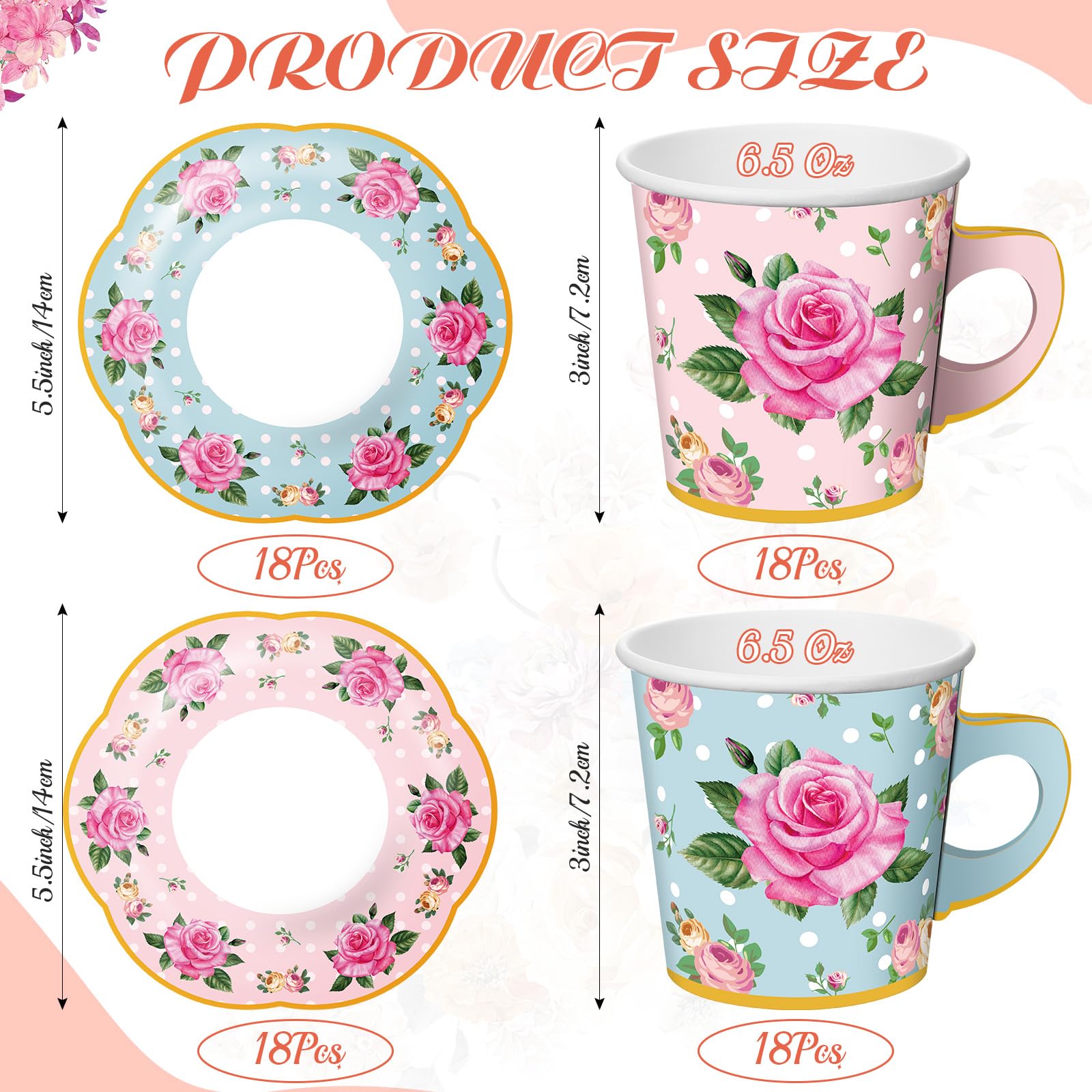 Umigy floral saucers 14 cm diameter match the party theme and guest experience.