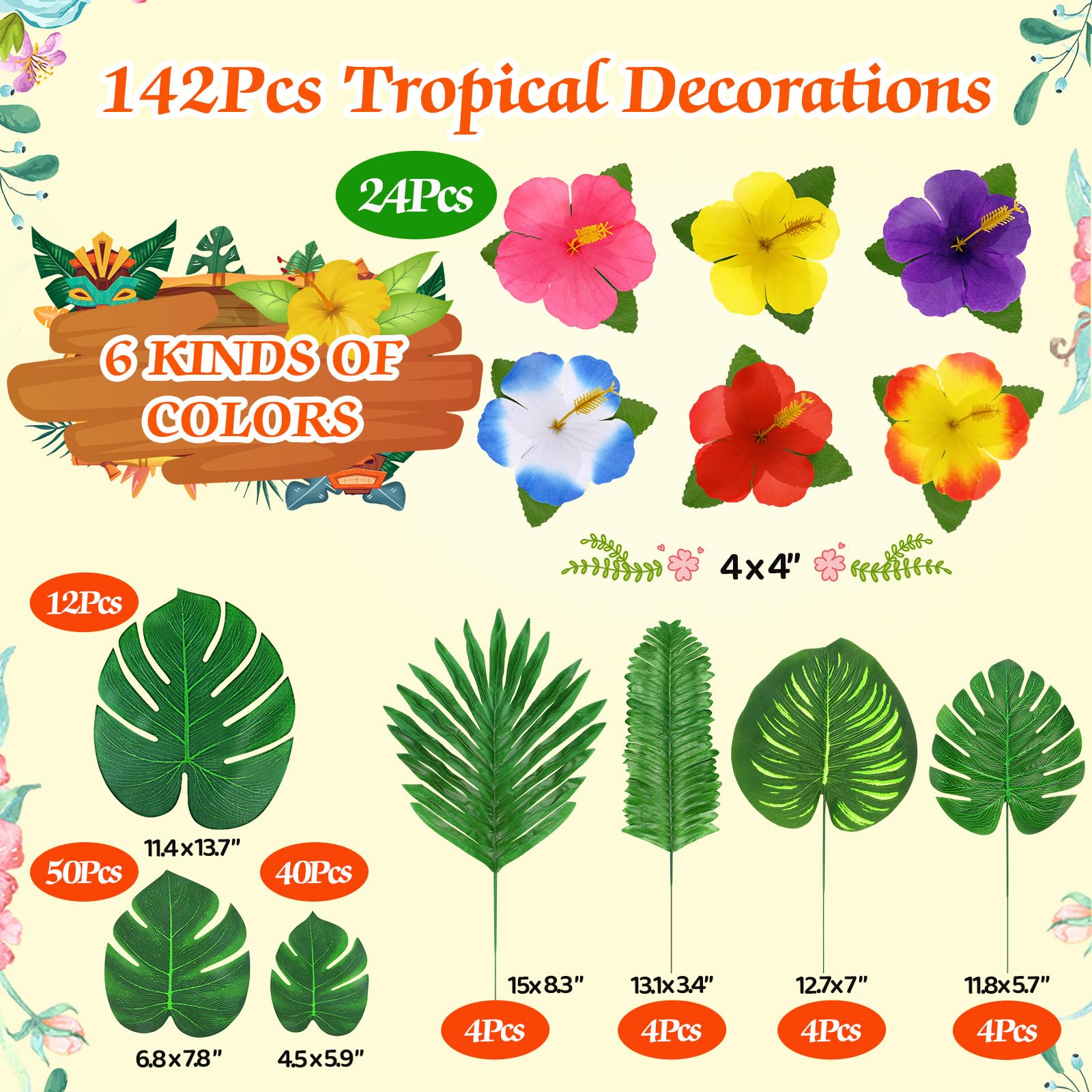 UMIKU palm leaves with stems small suit place settings and garlands