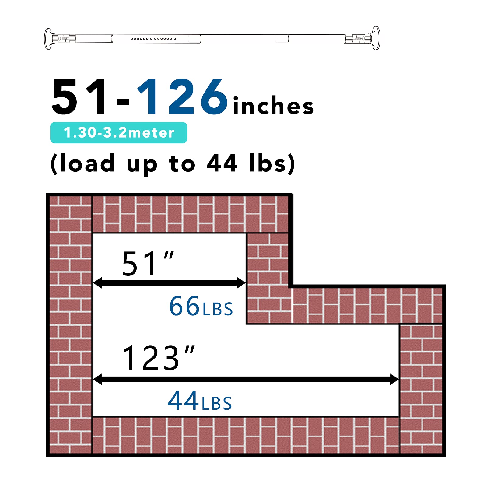 Umimile tension rod includes extra rods, nuts, and caps for customization.