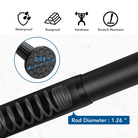 Umimile tension rod resists rust for long-lasting bathroom use.