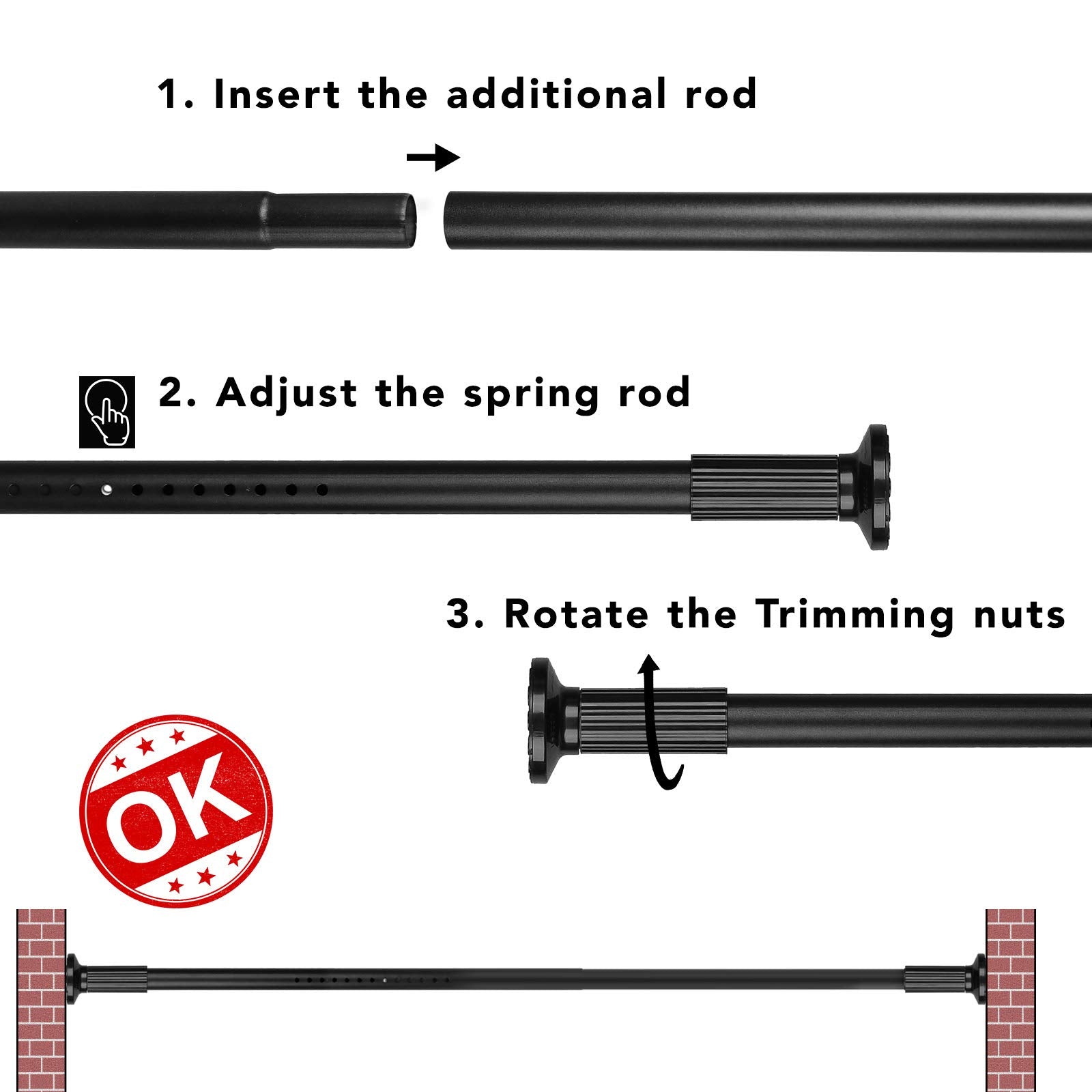 Umimile rust resistant rod maintains stable tension over time