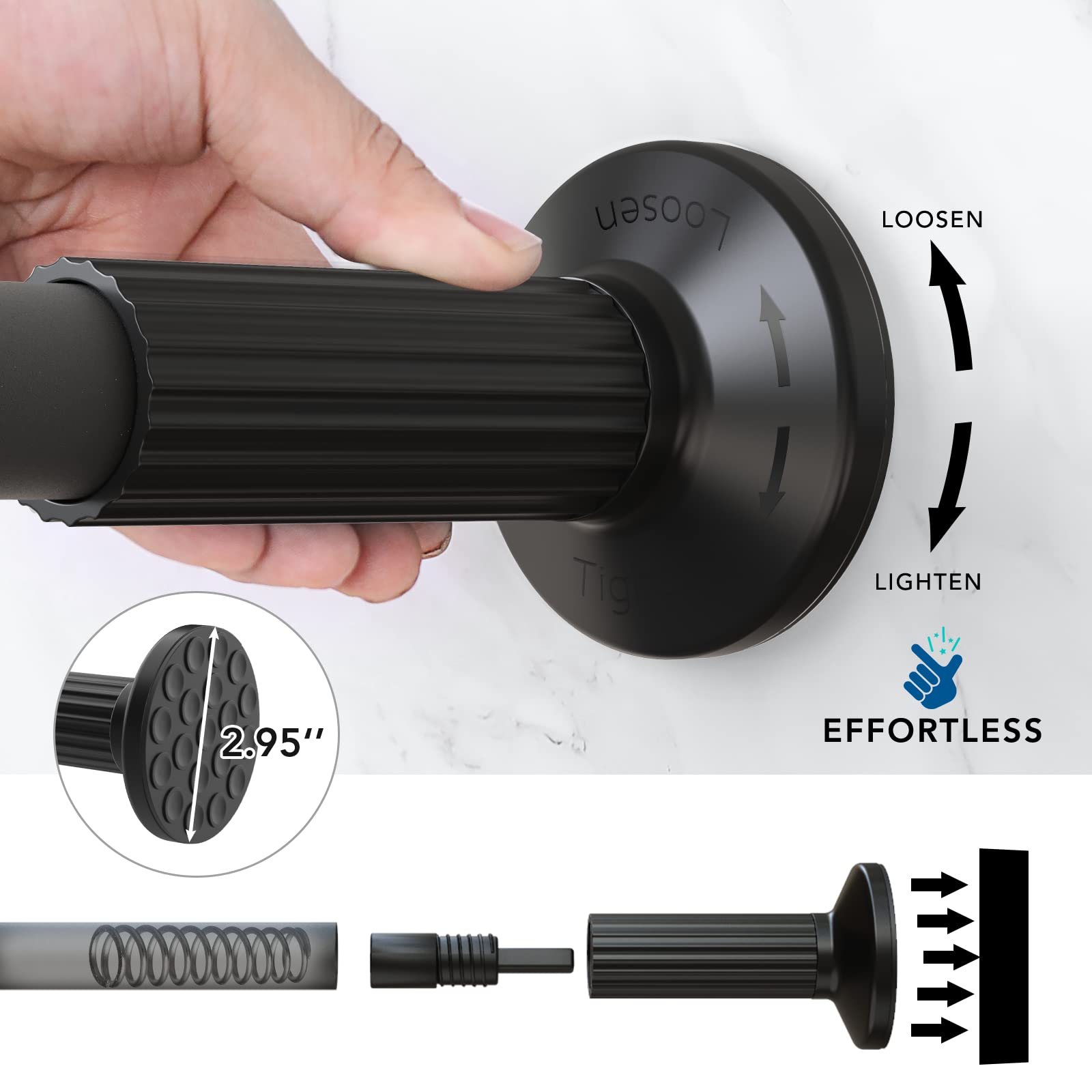 Umimile tension rod fits on diverse surfaces without scratches.