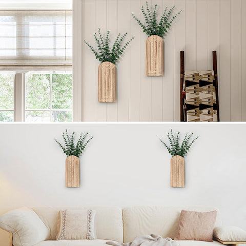 Umitiu natural wood wall vase decor adds warmth to entryways and walls.