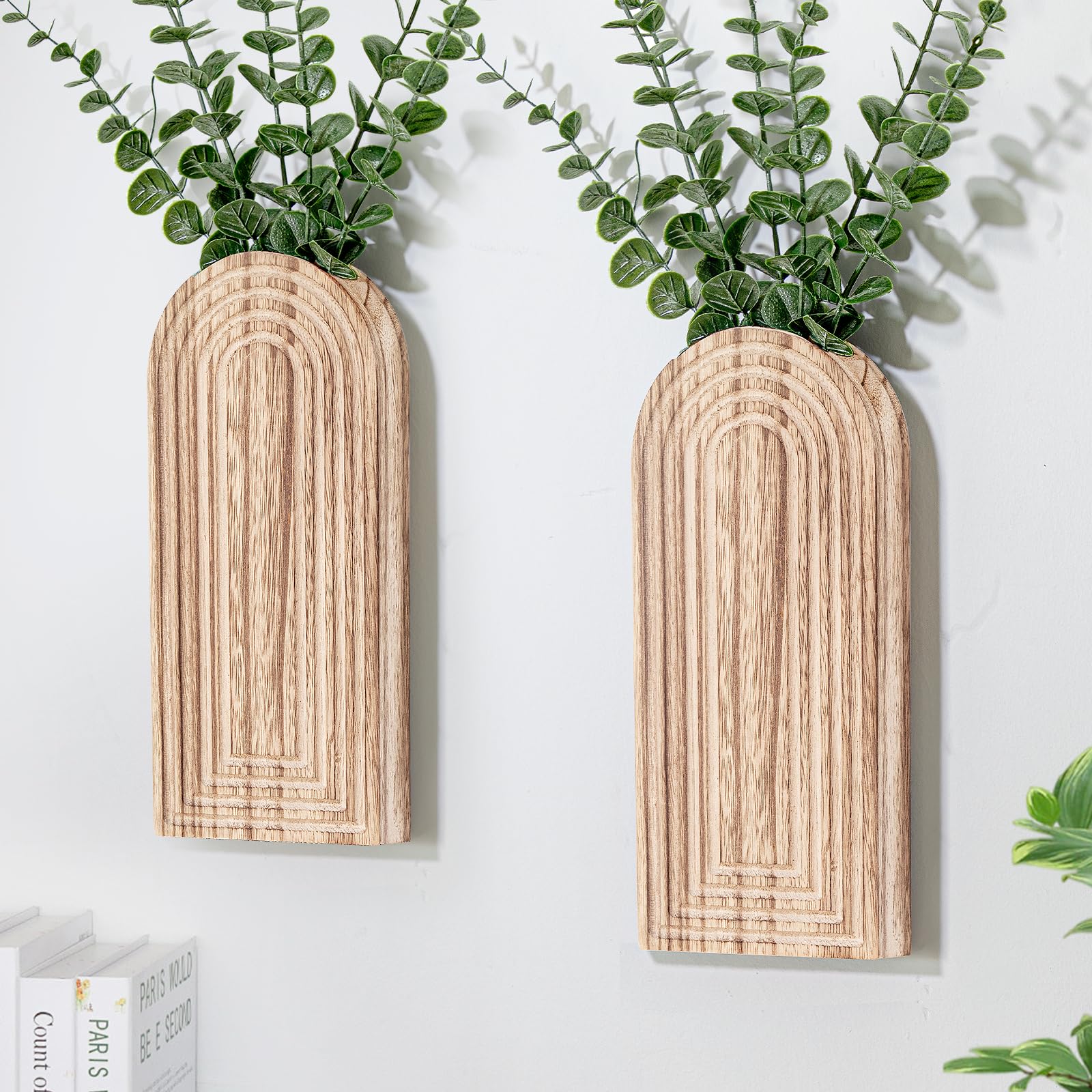 Umitiu wooden wall planter set2 boho hanging enhances living spaces with natural greenery.