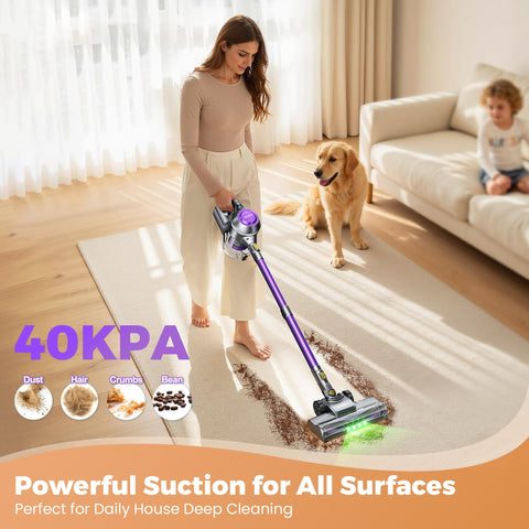 UML0 long runtime delivers up to 45 minutes of cordless cleaning.