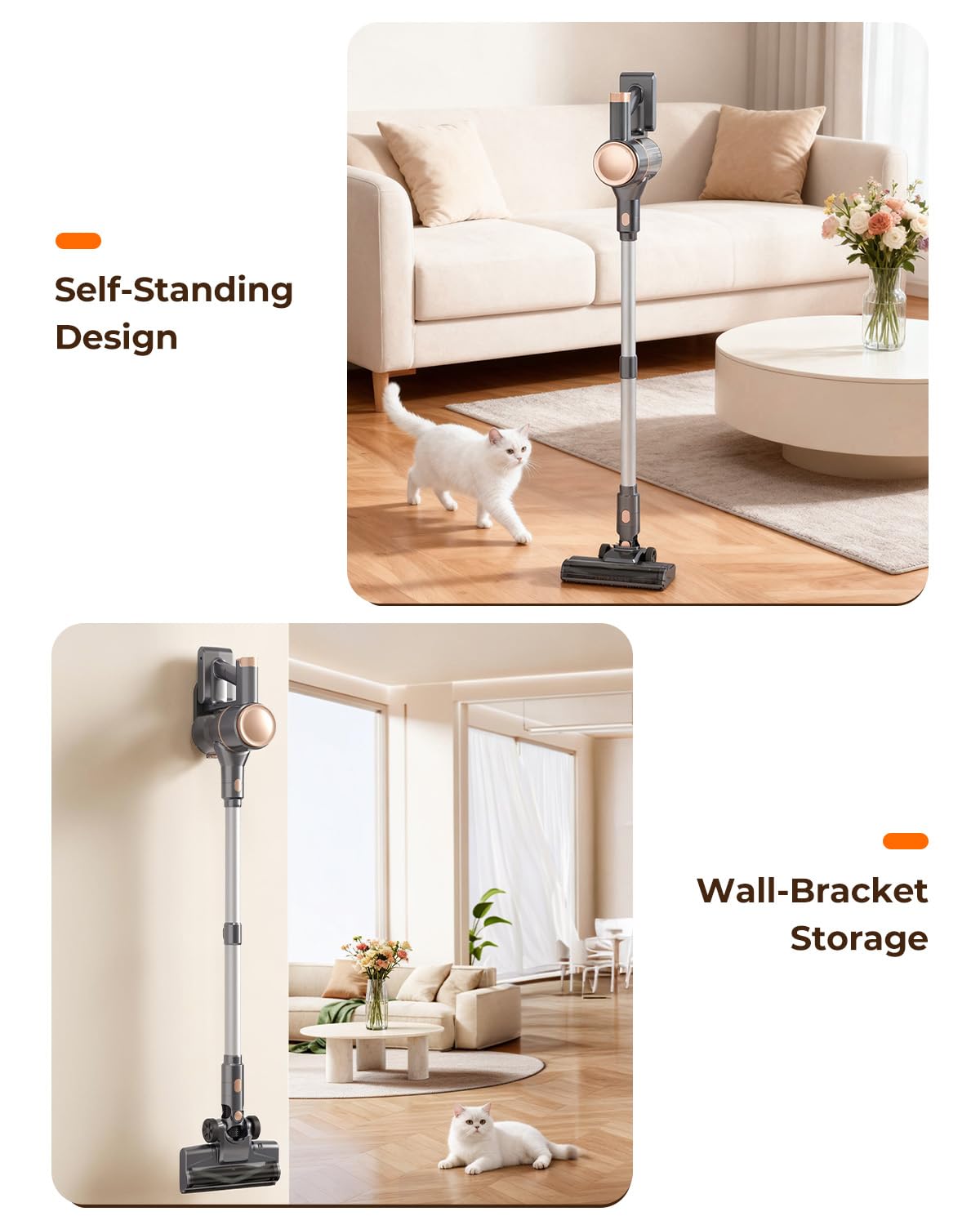 UML0 N8 self-standing and wall-mount setup saving space and easing storage.