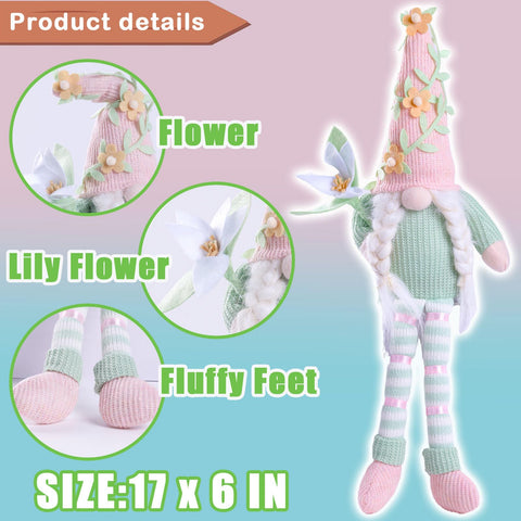 unanscre handmade bunny gnomes with top hats and flowers for Easter decor