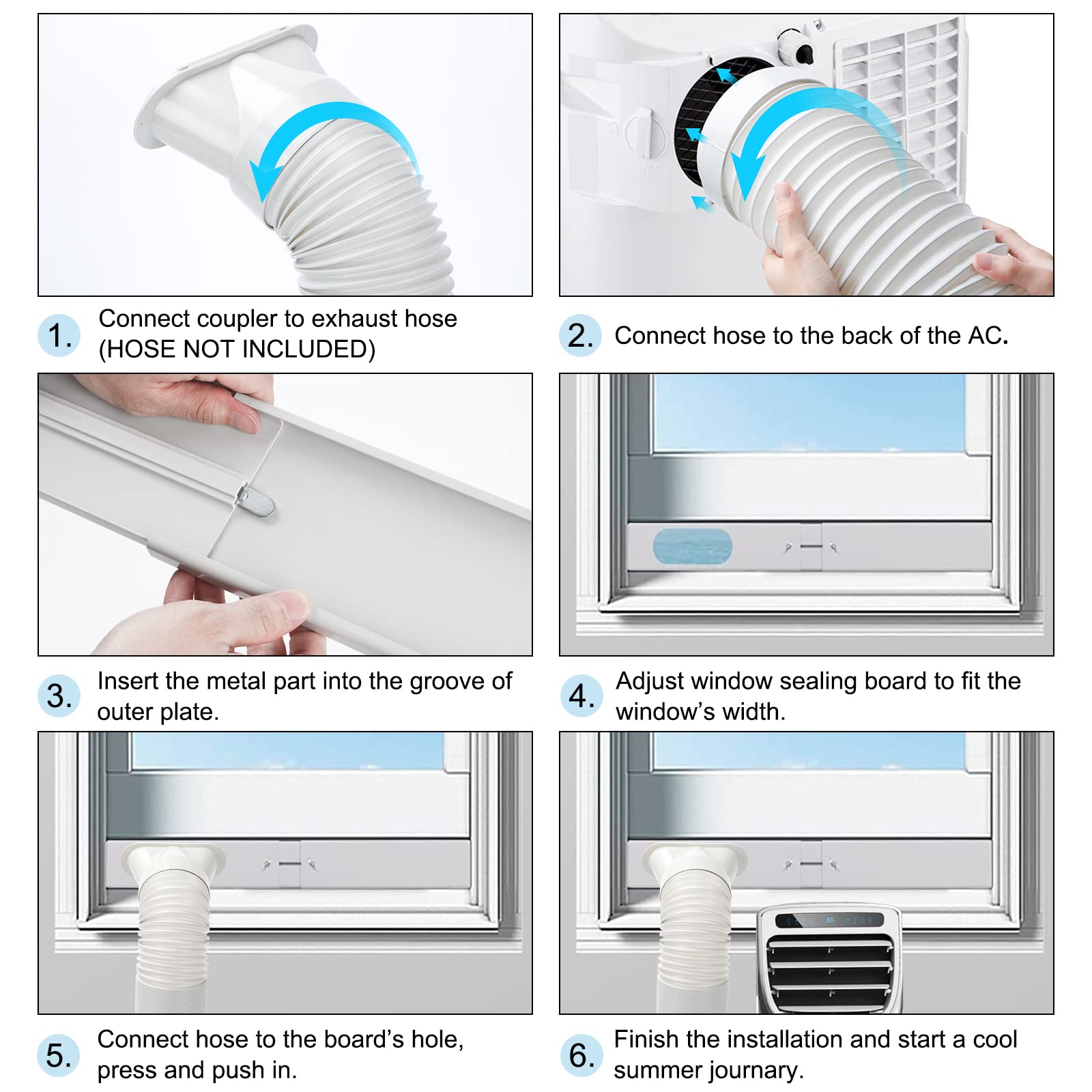 UNAOIWN adjustable length 17 inches to 65 inches fits many window sizes.